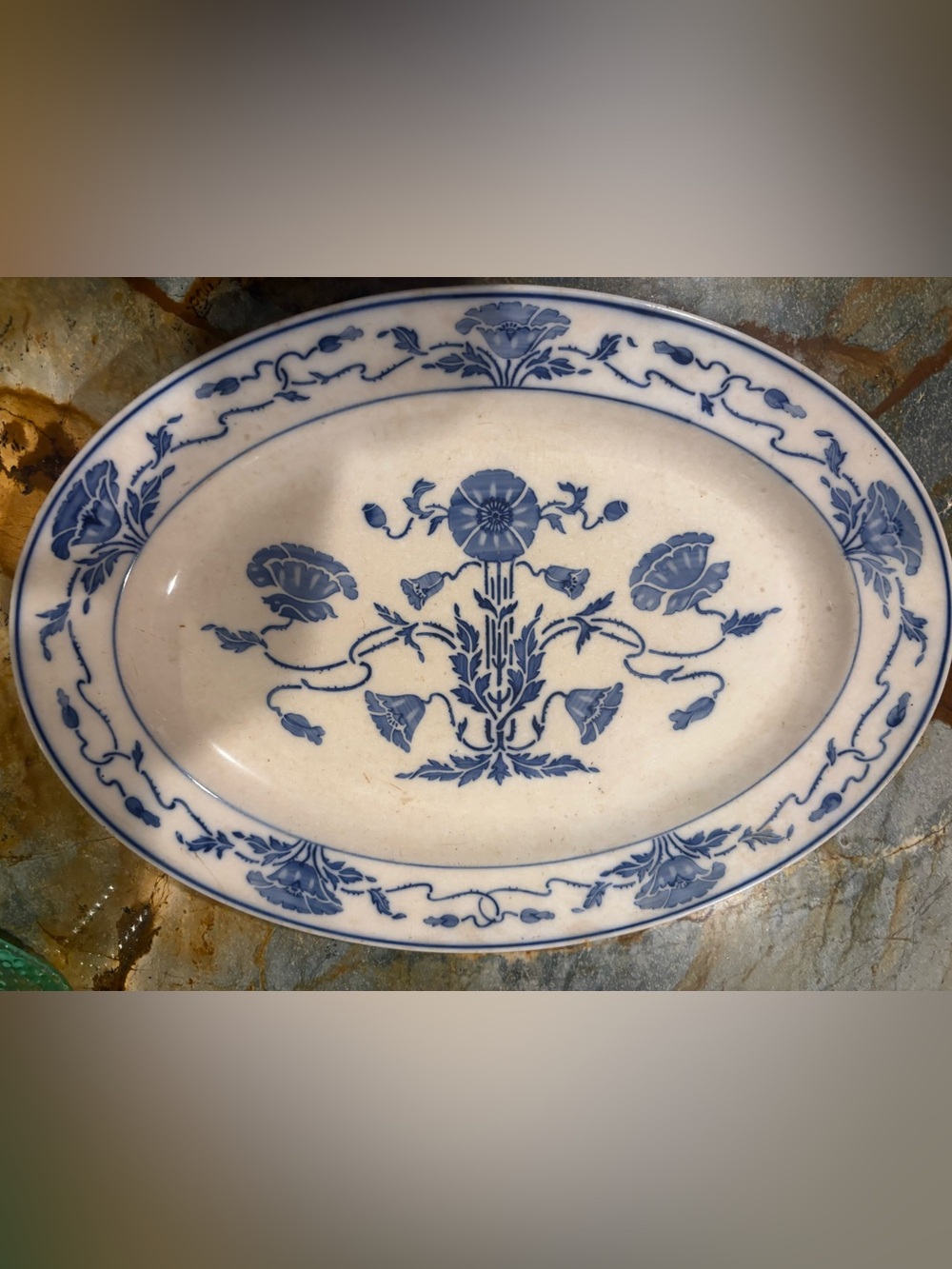 Villeroy & Boch Dresden Saxony Blue Floral Oval Serving Platter Poppy